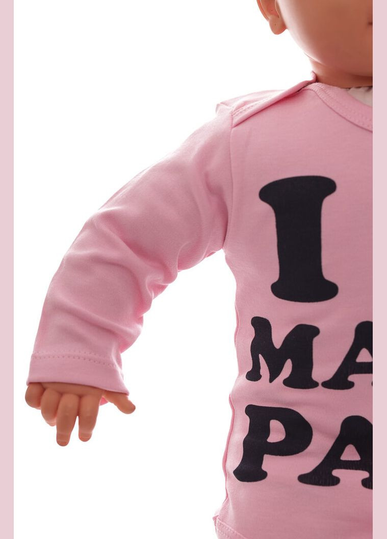Боди с длинным рукавом интерлок I love mama papa розовое MiniPapi 86 см (30900) BABYKROHA (297197479)