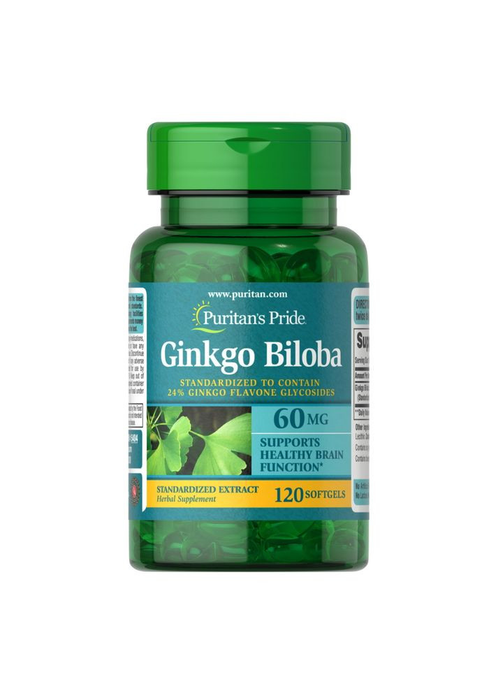 Натуральна добавка Puritan's Pride Ginkgo Biloba 60 mg, 120 капсул Puritans Pride (365866662)