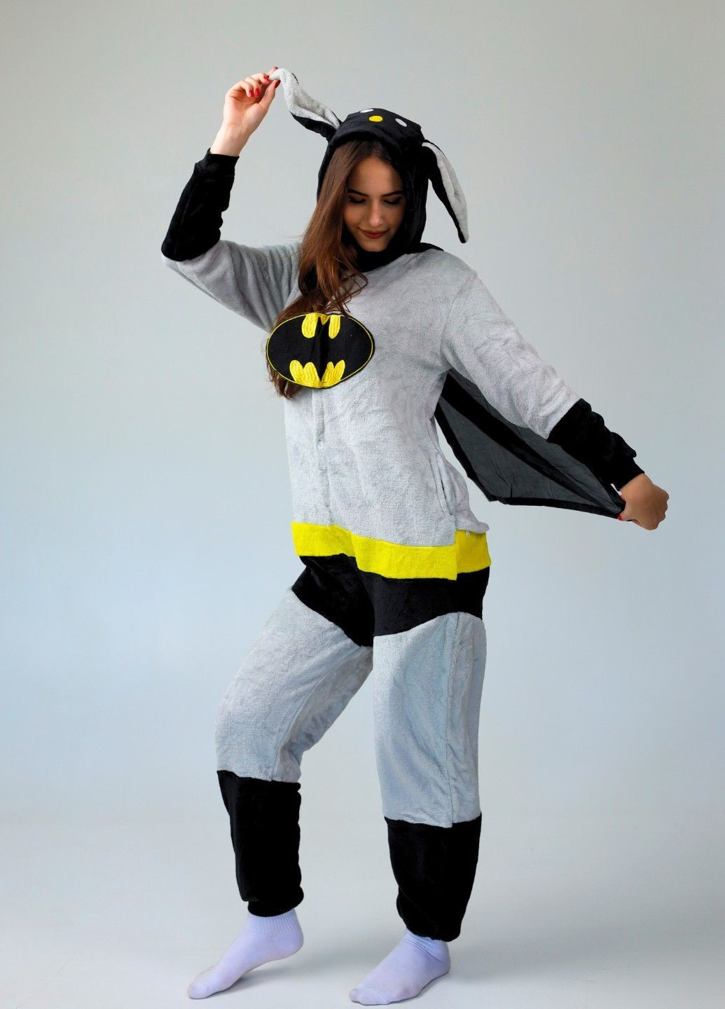 Кігурумі Бетмен жіноче плюшеве сіре з плащем і вушками Lalapka (362490087)