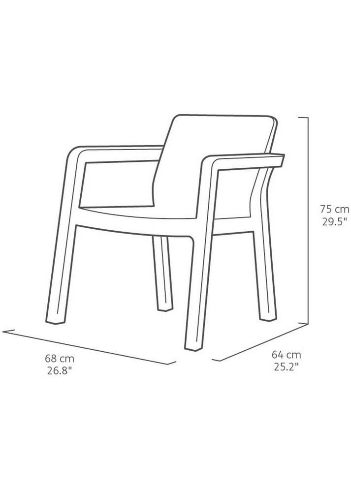 Комплект садових меблів Emily Balcony Set without cushions (без подушок) 2 крісла + 1 стіл графіт 247062 Keter (317304084)