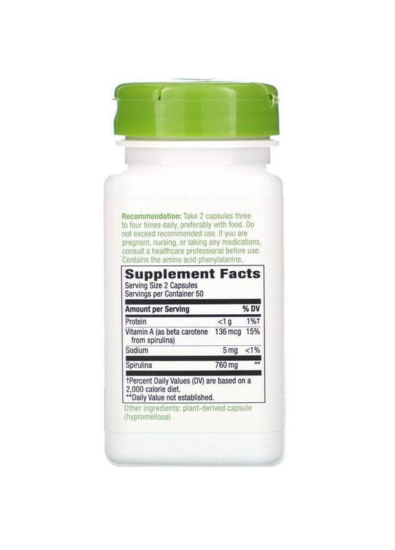 Спирулина Spirulina 760 мг 100 капс Nature's Way (359473902)