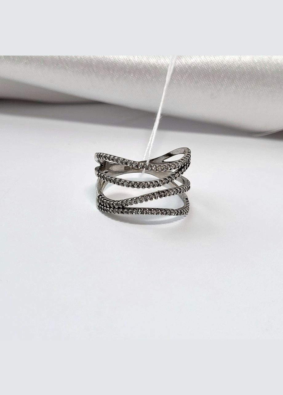 Кольцо серебряное женское кольцо широкое с Белыми Камнями 19.5 размер серебро 925 пробы Родованное 1429 2.8 No Brand (306743075)