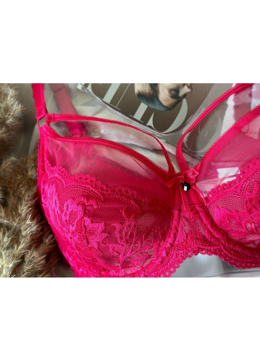 Малиновий бюстгальтер без поролону з портупеєю 11189 малиновий Lanny Mode