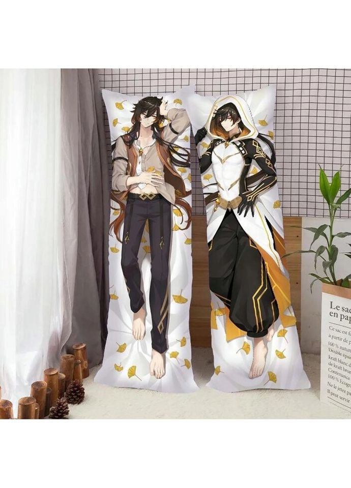 Подушка-обіймашка 3D Дакімакура Чжун Лі Genshin Impact 3741_F 16482 130х40 см FlexDress (336147935)