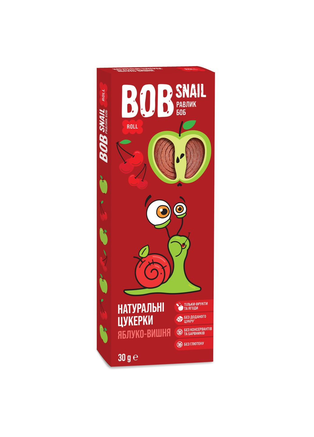 Фруктовые яблочно-вишневые конфеты, 30 г Bob Snail (328397393)
