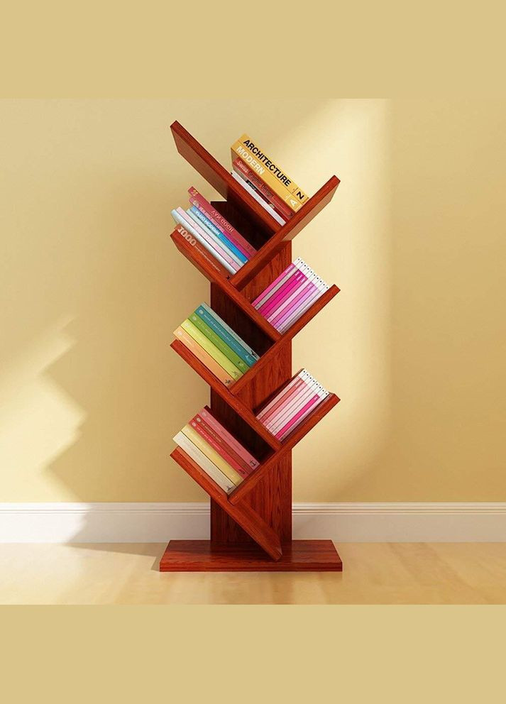 Книжный стеллаж из дерева Мураками 7 коралл (КПС-700914) No Brand (328082286)