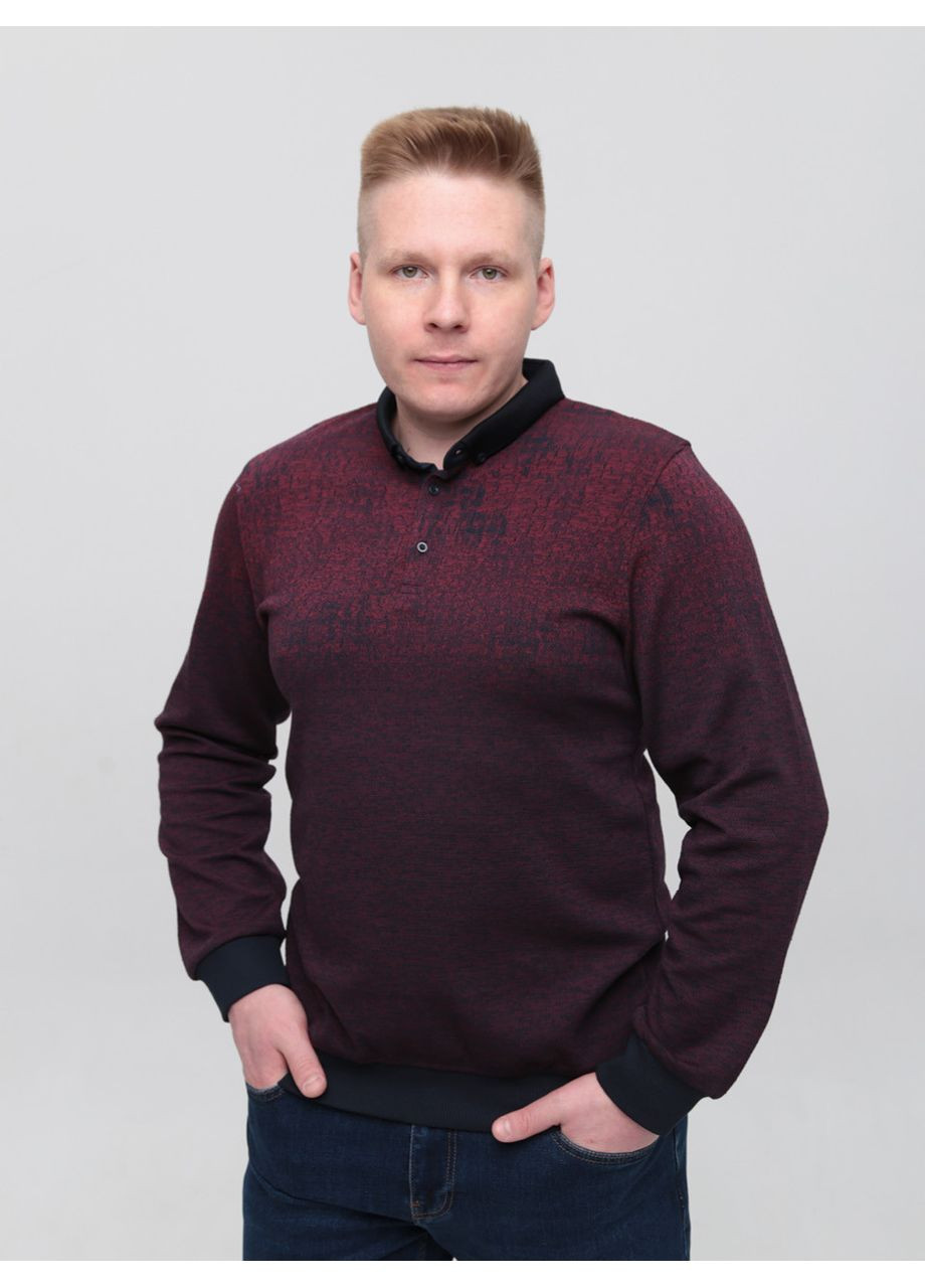 Бордовая футболка-поло мужское бордовое с длинным рукавом для мужчин MarcoStar однотонная