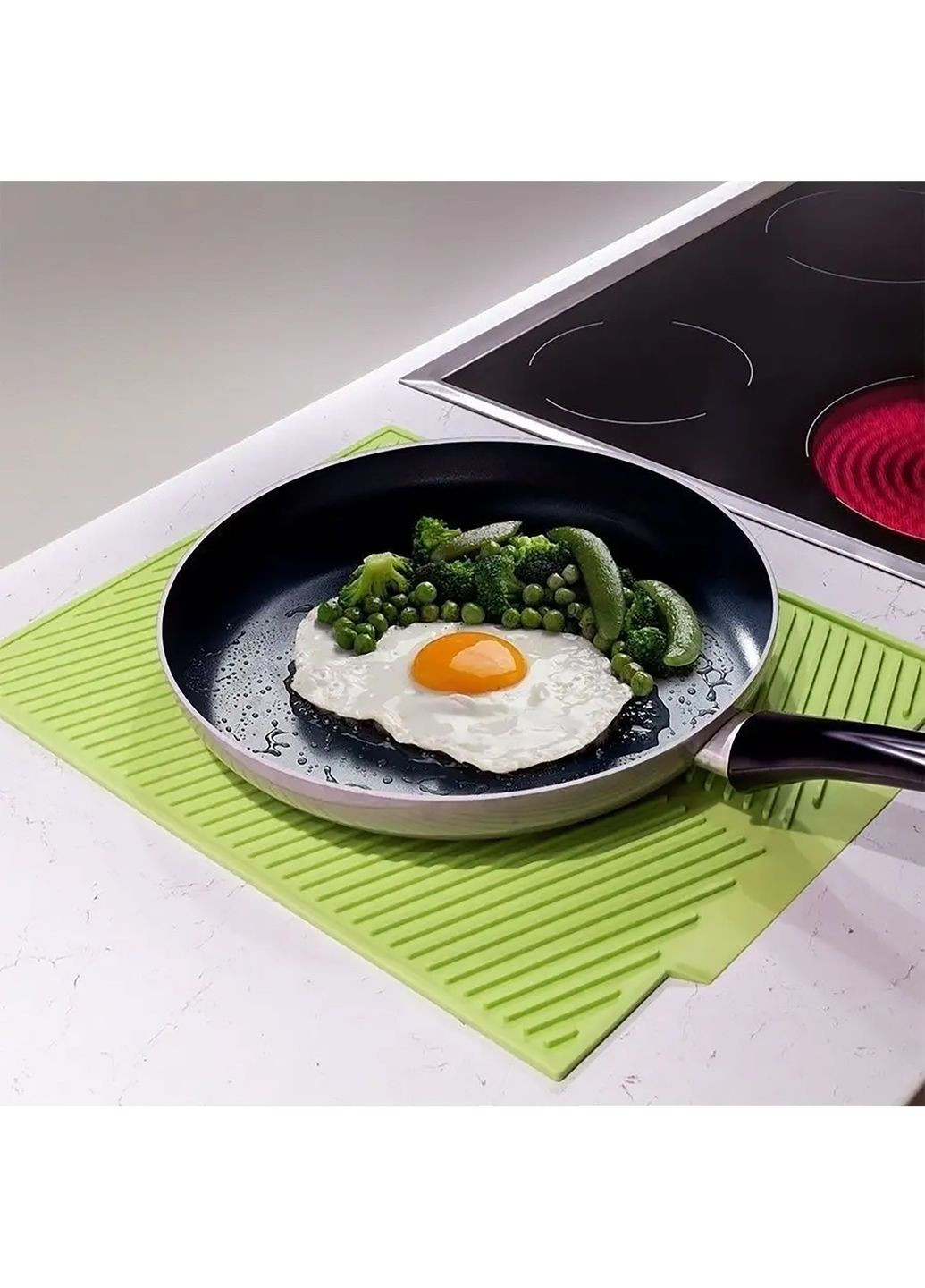 Силіконовий килимок для сушіння посуду зі зливом підставка-килимок для мокрого посуду 39х25 см Kitchen Master (285818951)