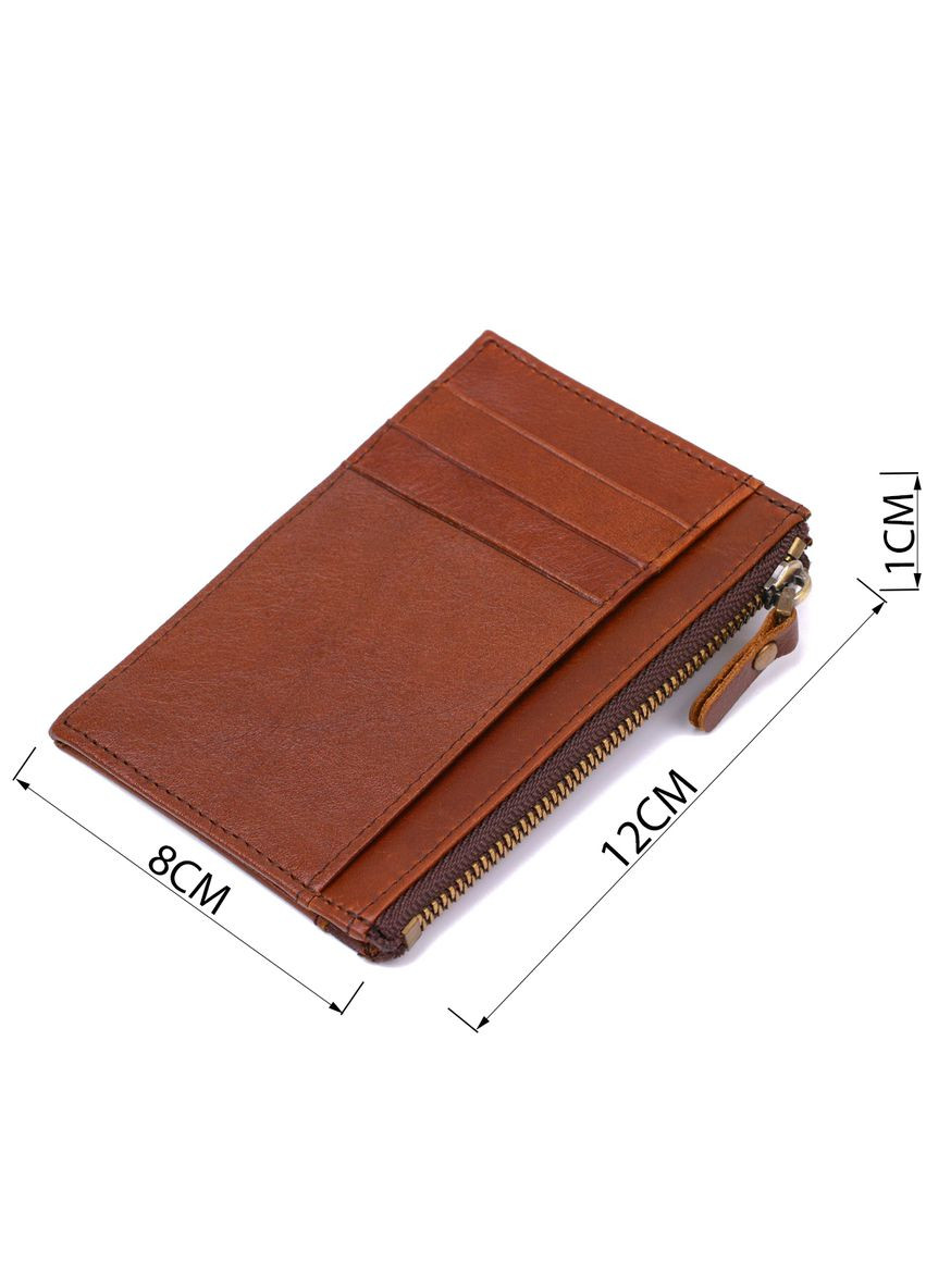 Візитниця із натуральної шкіри на блискавці з 6 слотами для кредиток коричнева (sku_20695) No Brand (330012814)