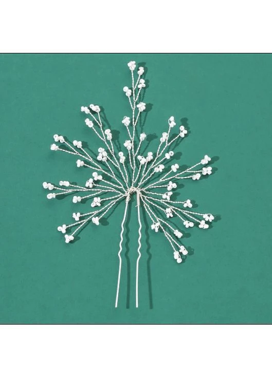 Шпилька для волосся з перлами "White Flower", срібло No Brand (395676237)