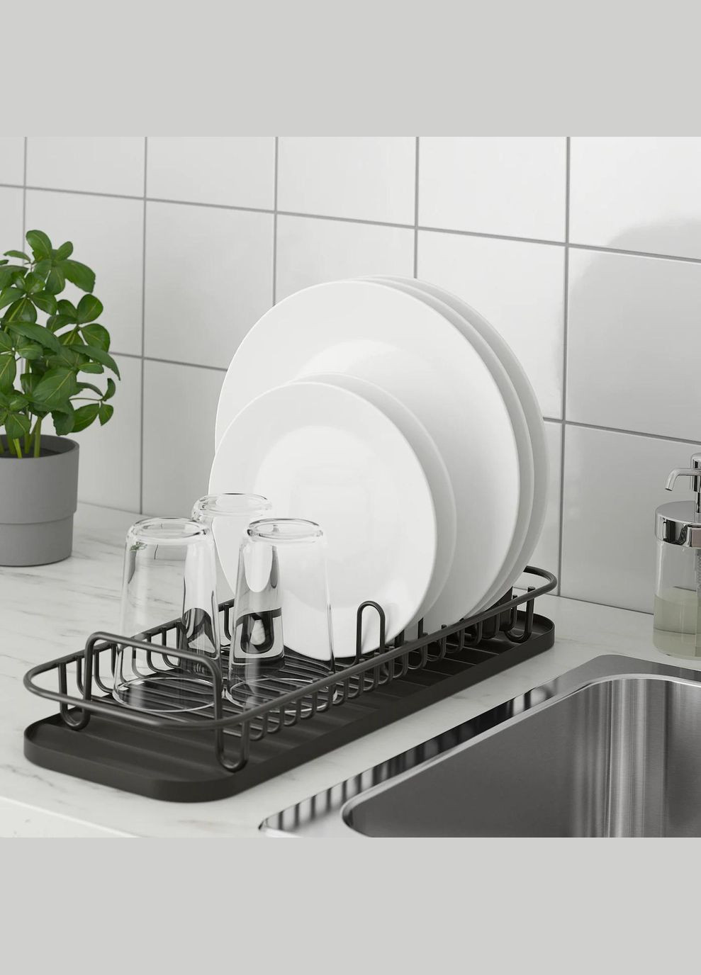 Багатофункціональна сушарка для посуду ІКЕА LILLHAVET антрацит (80461276) IKEA (267902843)