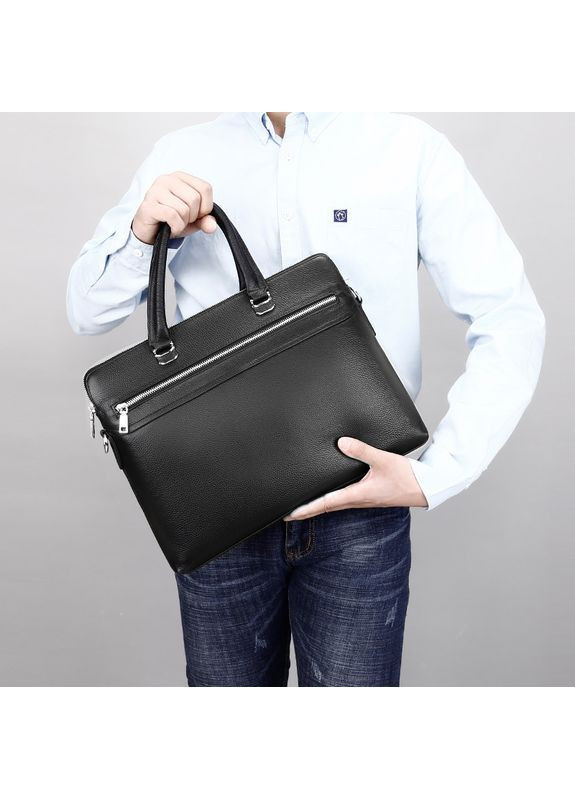 Молодіжна чоловіча шкіряна сумка для ноутбука на два відділення Qvant 17610 - Чорна Tiding Сумки для ноутбуків (366889822)