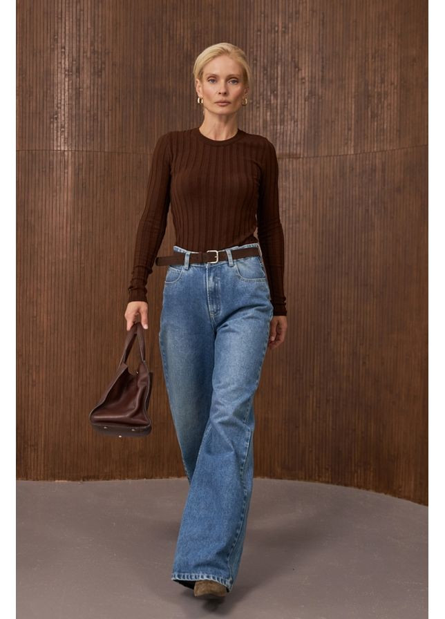 Коричневий зимовий витончений лонгслів (2887) Triko Bakh