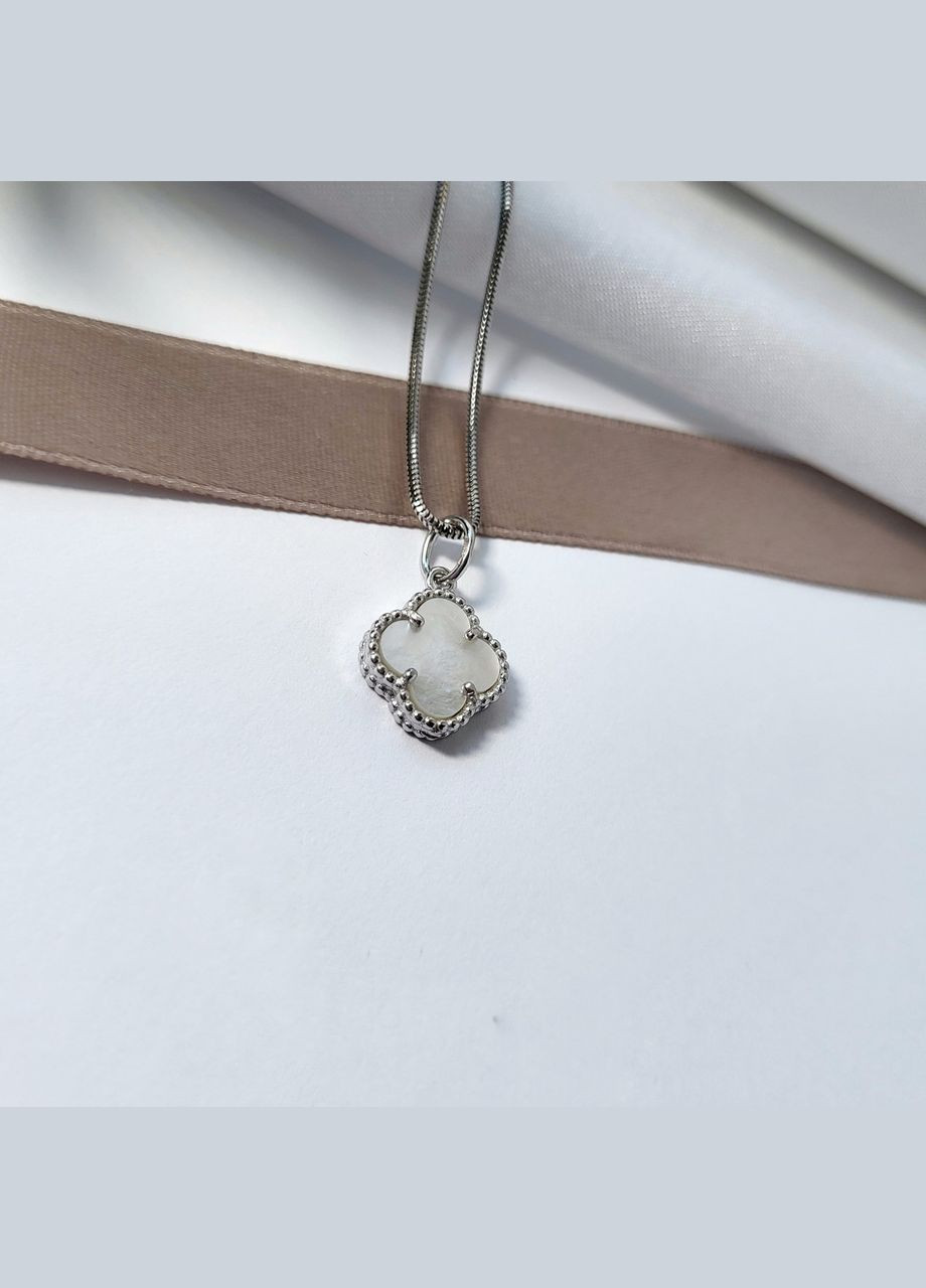 Срібна Підвіска кулон Квітка з перламутром срібло 925 проби покрито родієм пк2п/1024 1.50г No Brand (306741494)