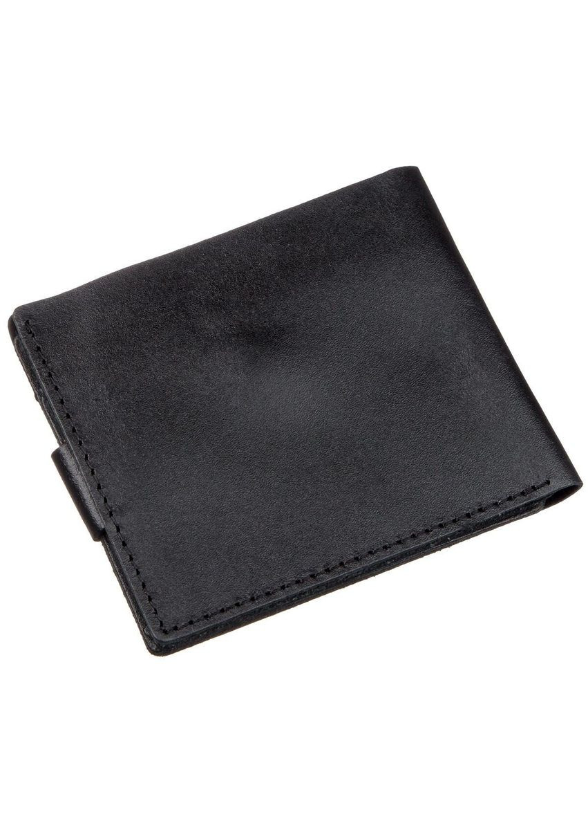 Портмоне мужское кожаное с монетницей на хлястике горизонтальное черное (sku_16211) No Brand (327820367)