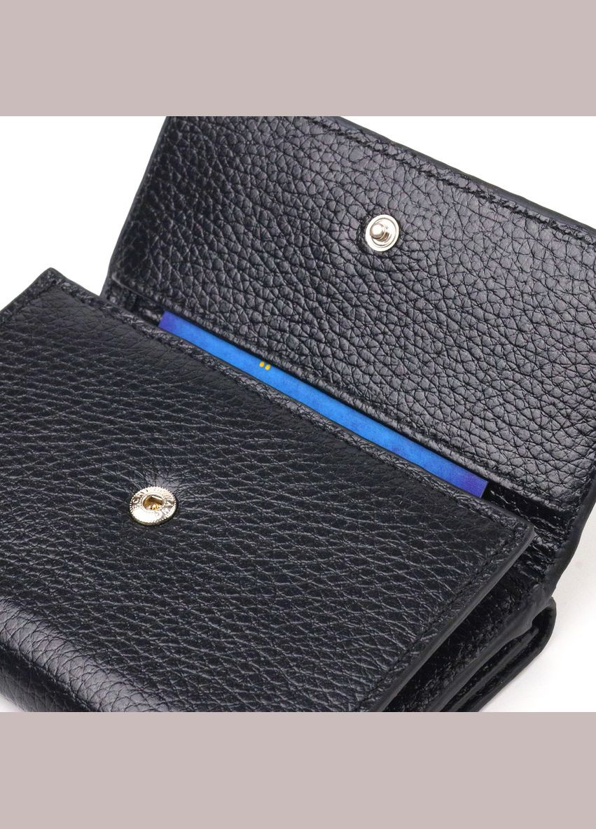 Жіночий гаманець із натуральної шкіри флотар із монетницею 21591 Чорний Canpellini (306881347)