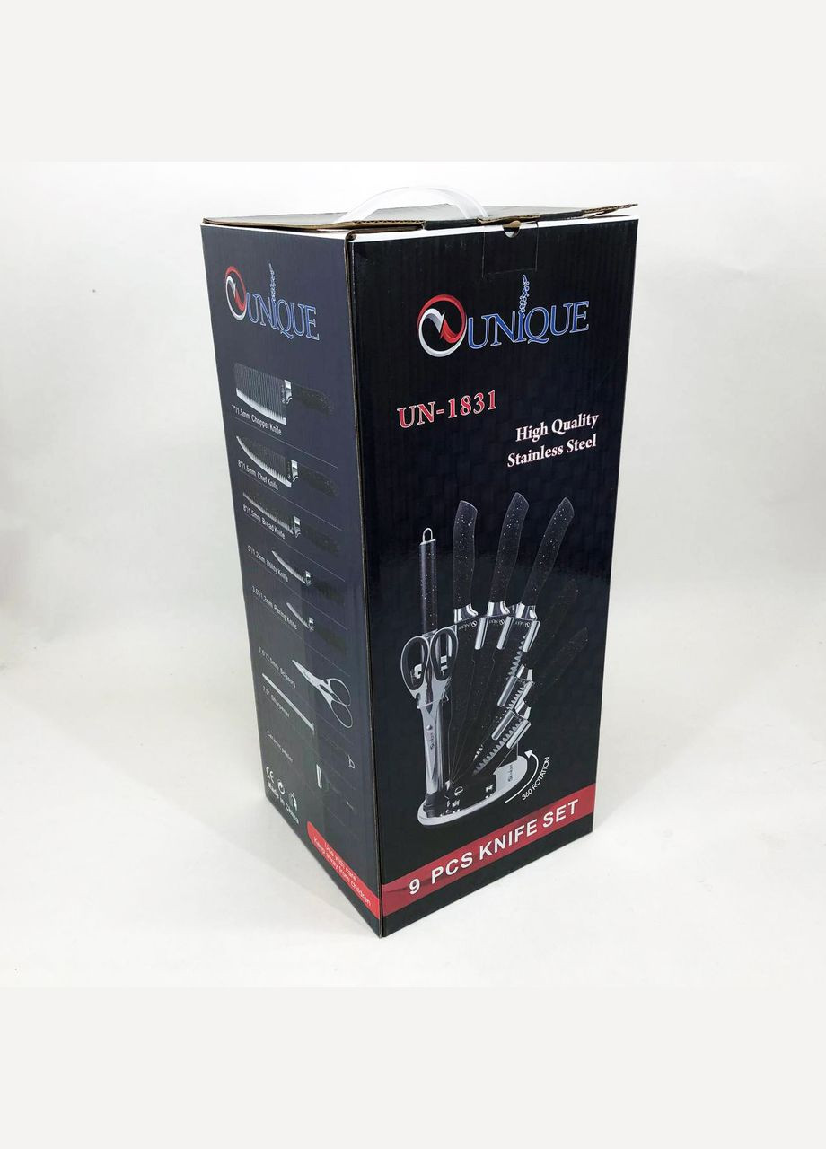 Ніж нержавіюча сталь кухонний UN-1831 9 шт, Нержавіючий ніж для кухні, Набір ножів WS-395 кухонні ножі Unique (349511893)