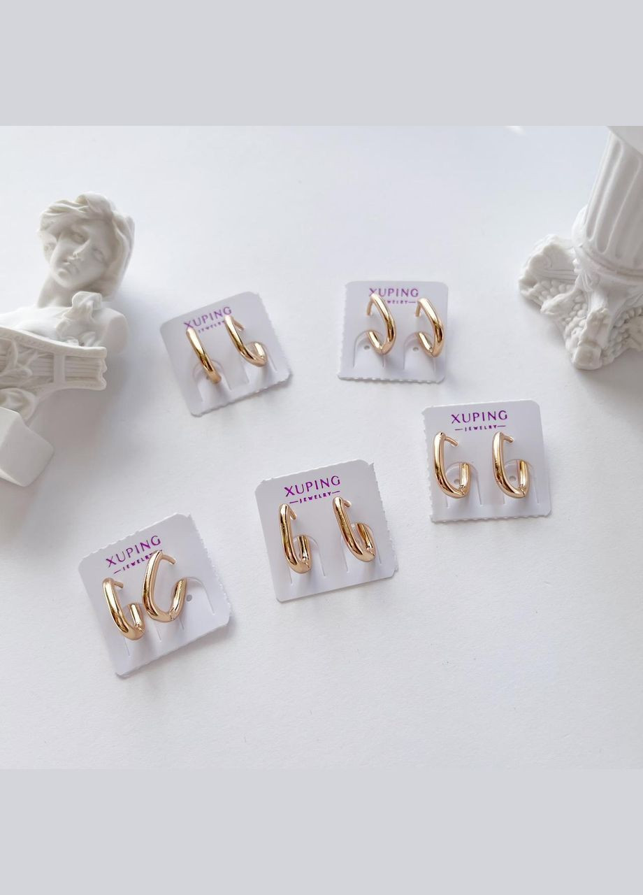 Сережки позолота Xuping Класичні мінімалізм Золото 14 мм S15140 Xuping Jewelry (328943454)