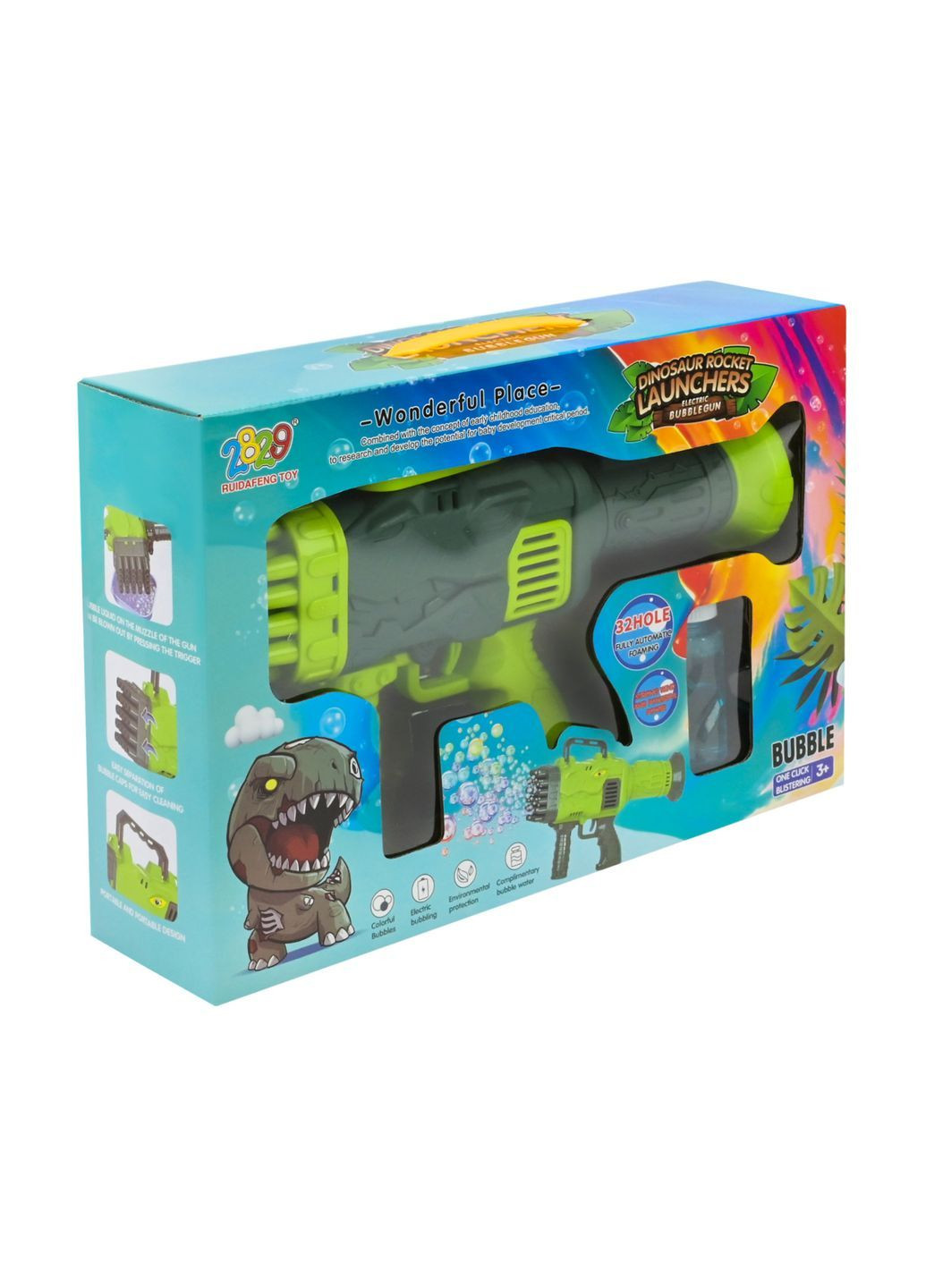 Електричний пістолет-мильні бульбашки Динозавр зі світлом в асортименті - No Brand 2022-24A (371925976)