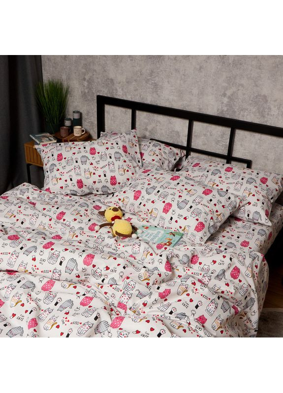 Комплект постельного белья Бязь Gold Люкс Двуспальные 175х210 наволочки 2х40х60 (MS-820009070) Moon&Star Cute Cats (356114768)
