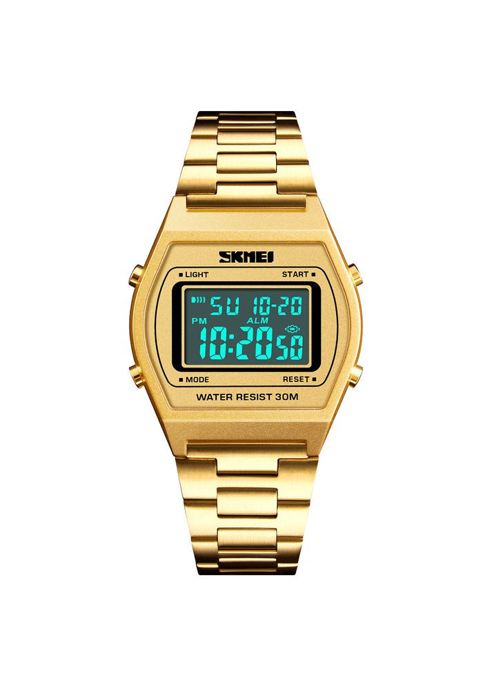 Часы электронные золотистые для мужчин и женщин с будильником и календарем водонепроницаемые ProDobro (367266196)