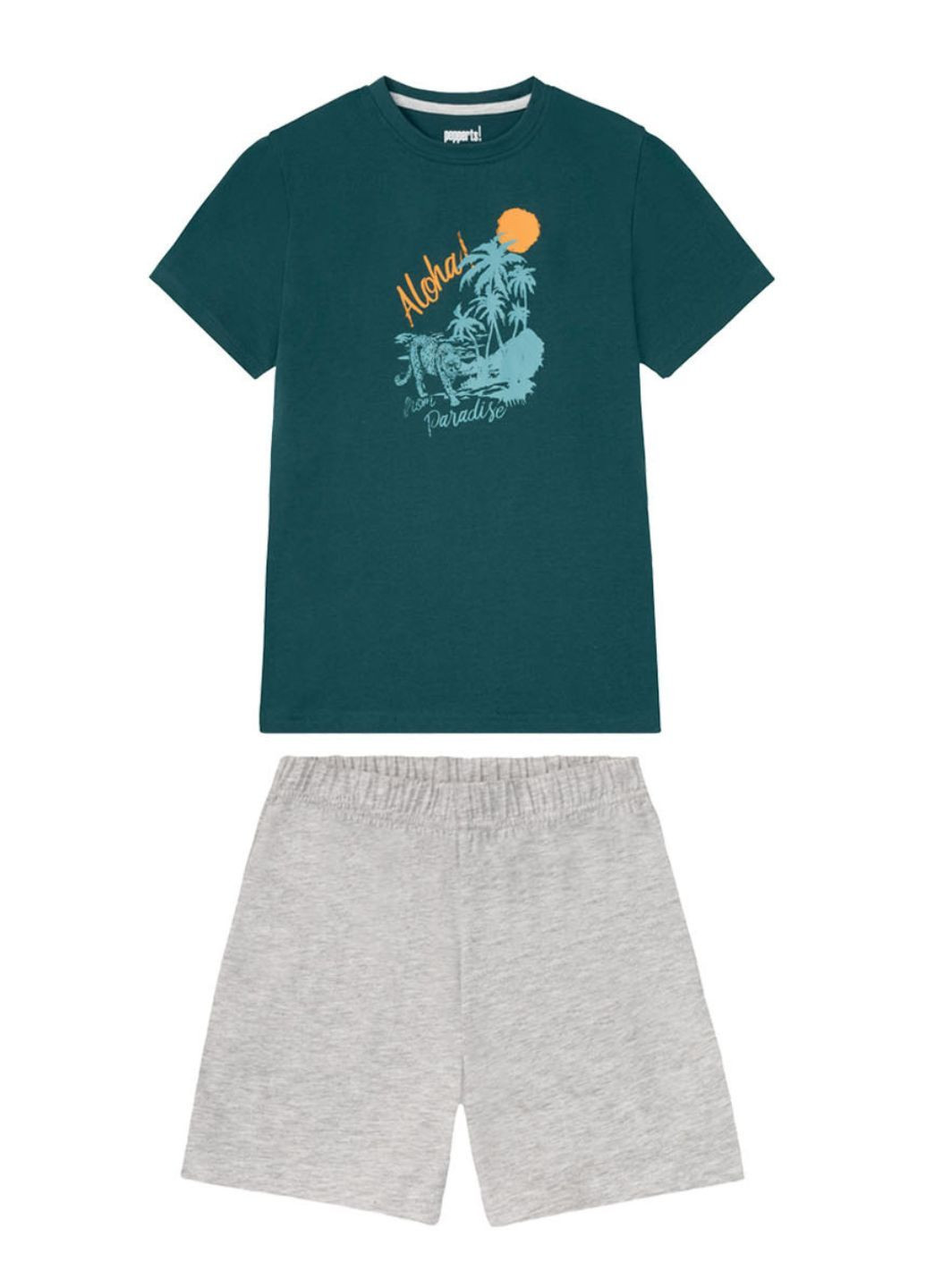 Комбинированная всесезон пижама мальчику-подростку. хлопок футболка + шорты Pepperts