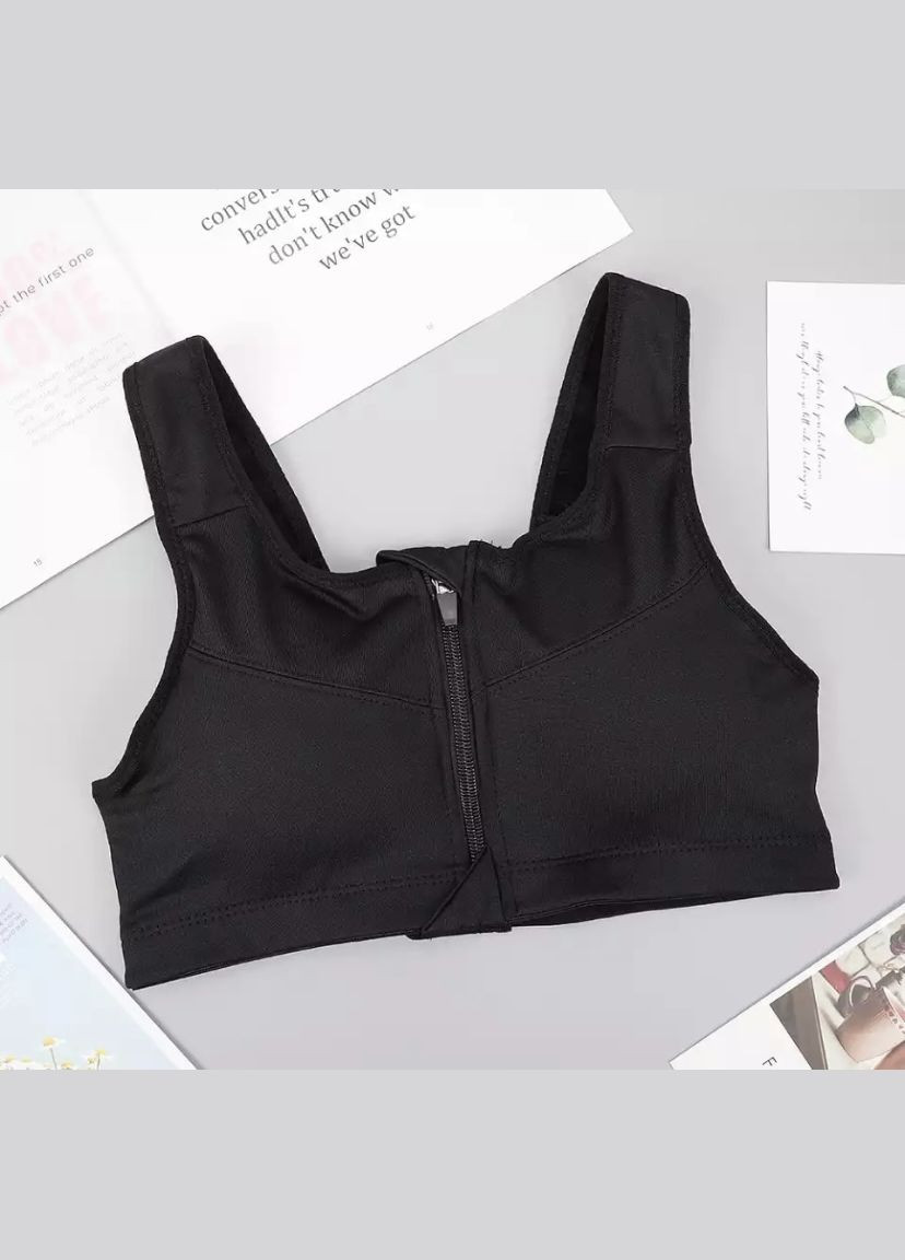 Топ спортивний на блискавці спереду чорний No Brand (307930741)