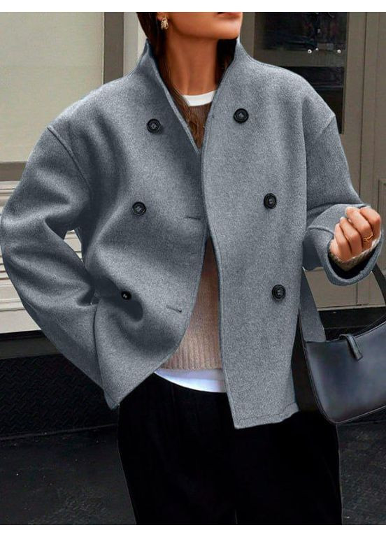 Серое демисезонное Стильное укороченное пальто из кашемира "Гармония формы" | Размерная сетка в описании пальто-рубашка DK/DL Мода без кордонів