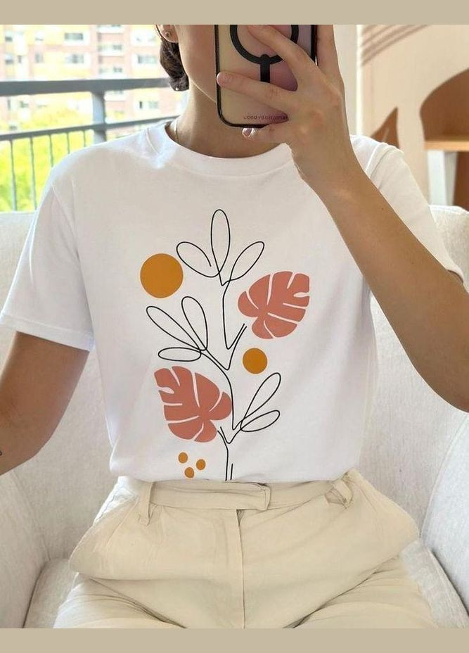 Женская футболка с принтом повседневная L Белый No Brand - (341250227)