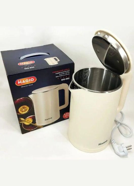 Електрочайник MG-502 чайник-термос бежевий 1.5 л 1500 Вт Magio (298618379)