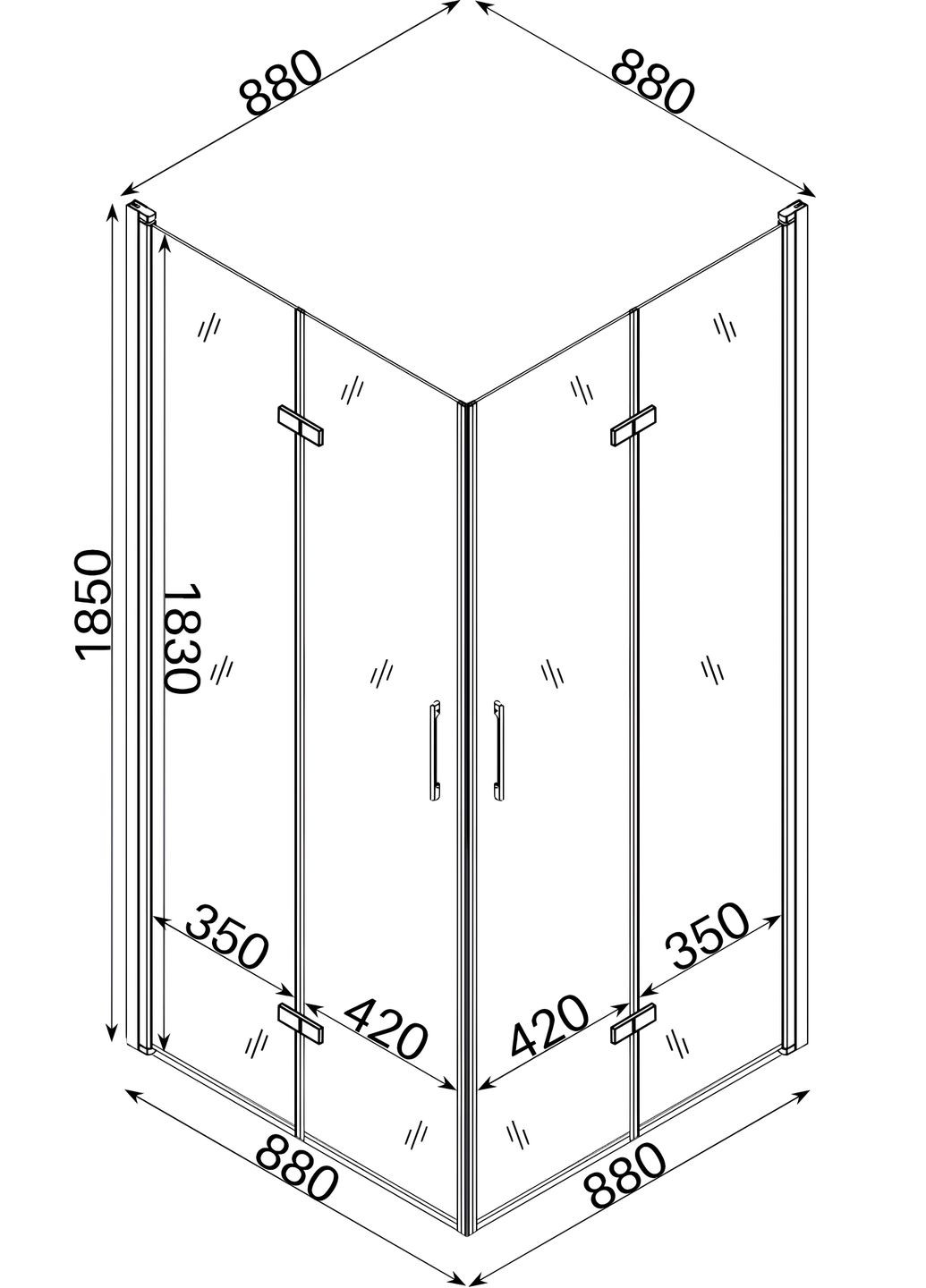 Душова кабіна квадратна без піддона PANEW N90TC (1уп.) Bravo (299997532)