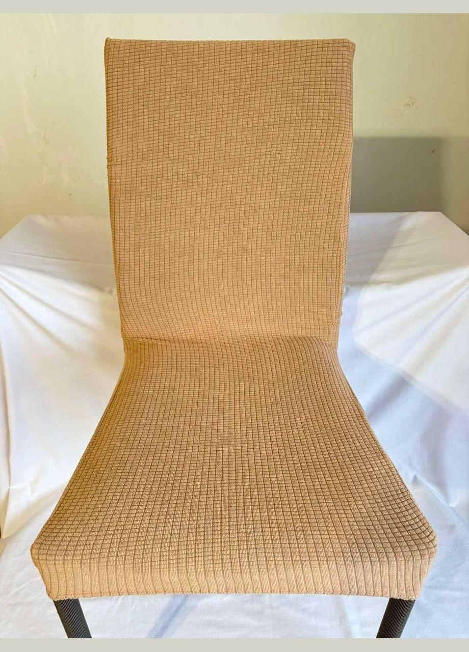 Натяжні чохли для стільців велюр Світлий беж (П4К-au-chohol-002-06) No Brand (306633368)