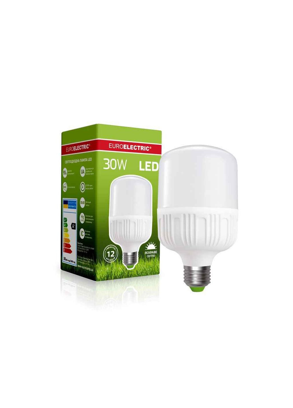 Лампа світлодіодна 30W E27 4000K надпотужна Plastic (40) Euroelectric (361316872)