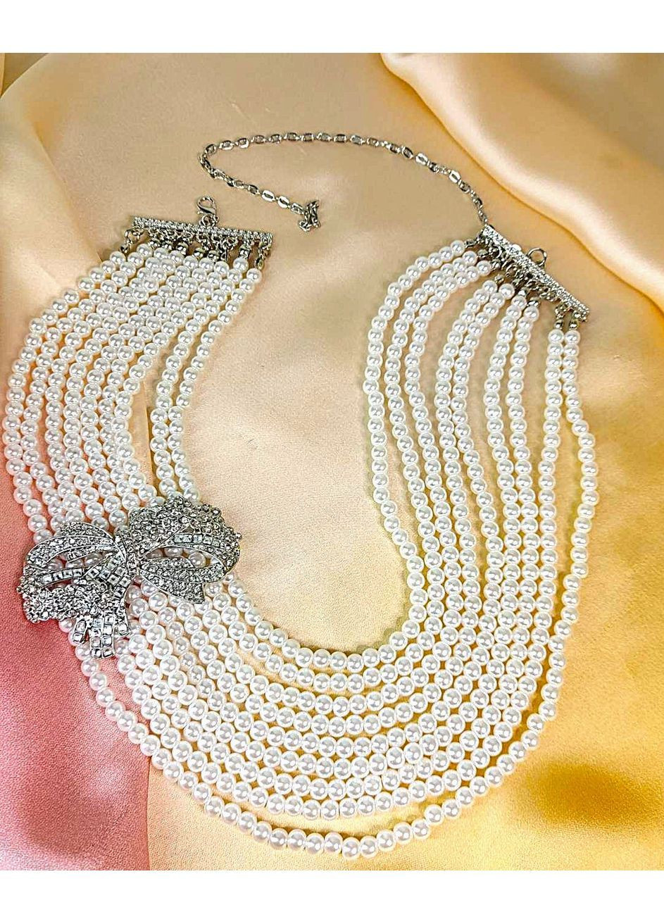 Кольє Чокер багатошарове з перлинок (імітація) No Brand (364303628)