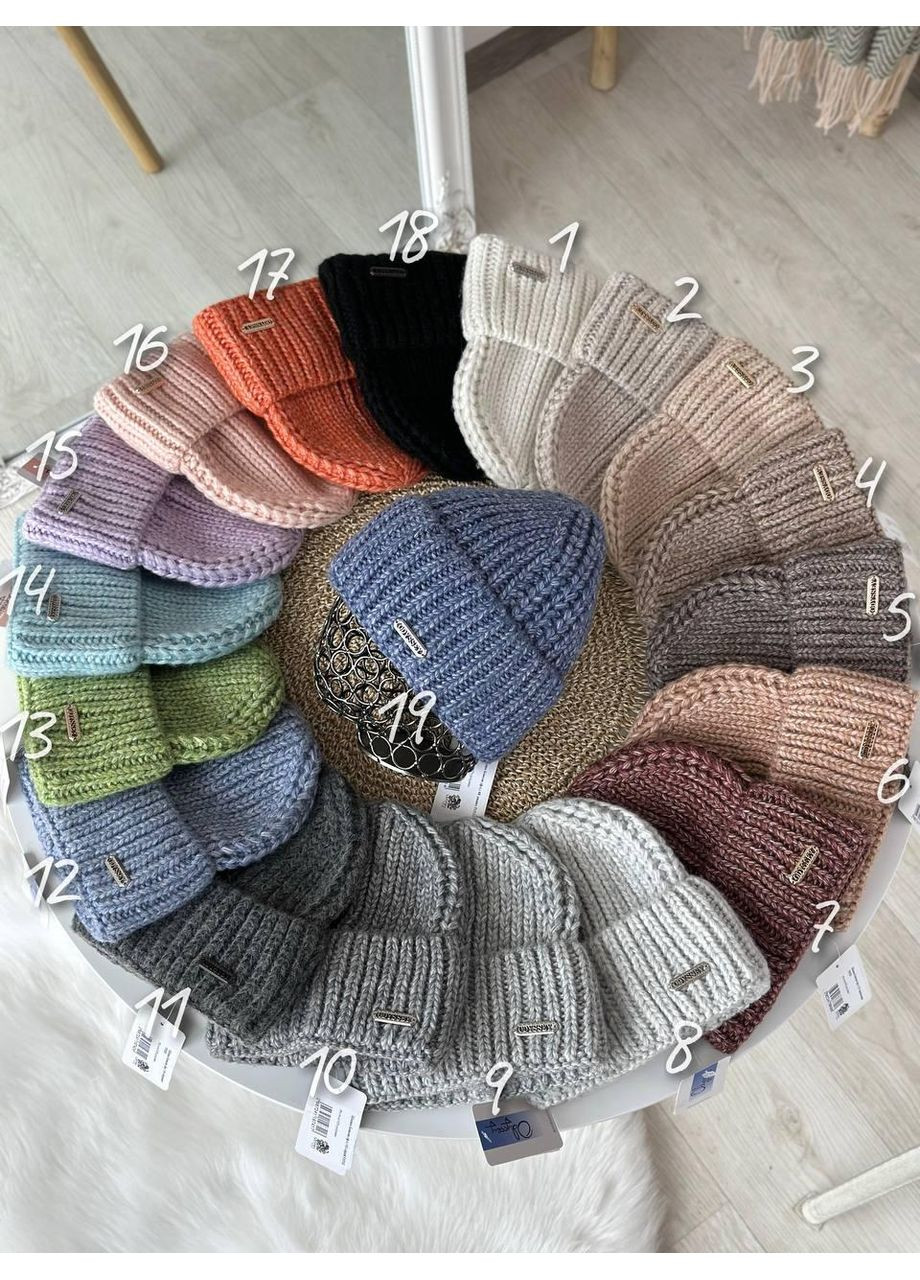 Женская шапка стильная красивая. Мужская шапка с двойным отворотом No Brand (362917710)