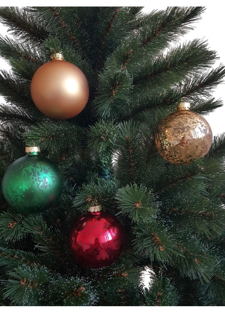 Елочные шары Christmas House комплект 6 шт золотистые зеленые красные для новогоднего декора игрушки на елку ProDobro (367266147)