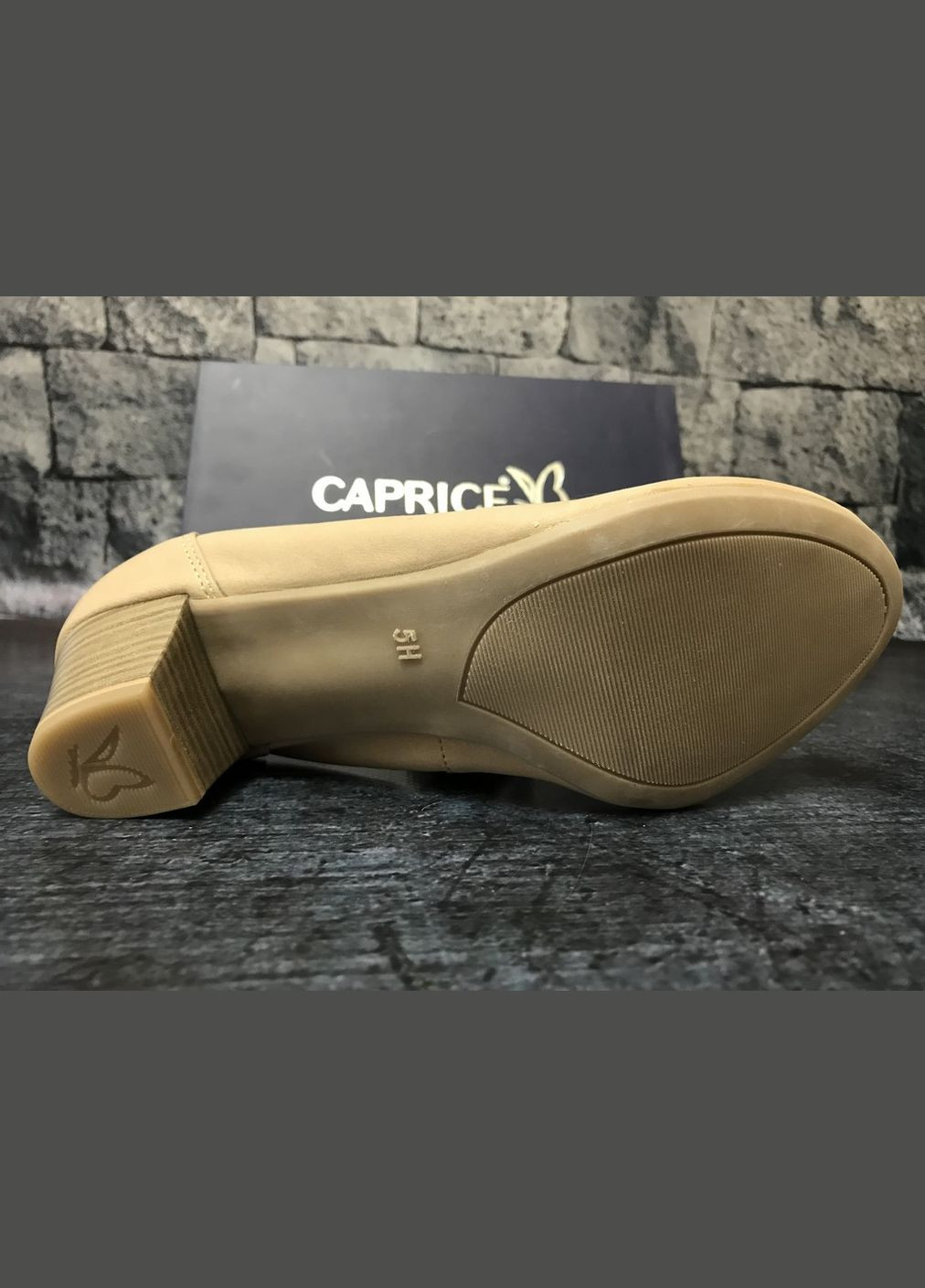 Caprice Открытые туфли с резинкой по канту,, Германия бежевый з натуральный нубук, натуральная кожа, — демисезон (303426714)