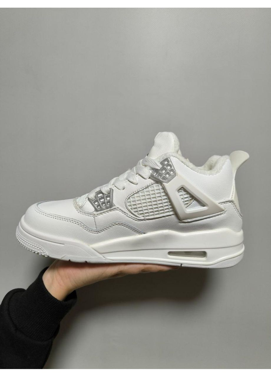 Белые зимние кроссовки мужские nike air jordan 4 retro white fur найк аир джордан No Brand
