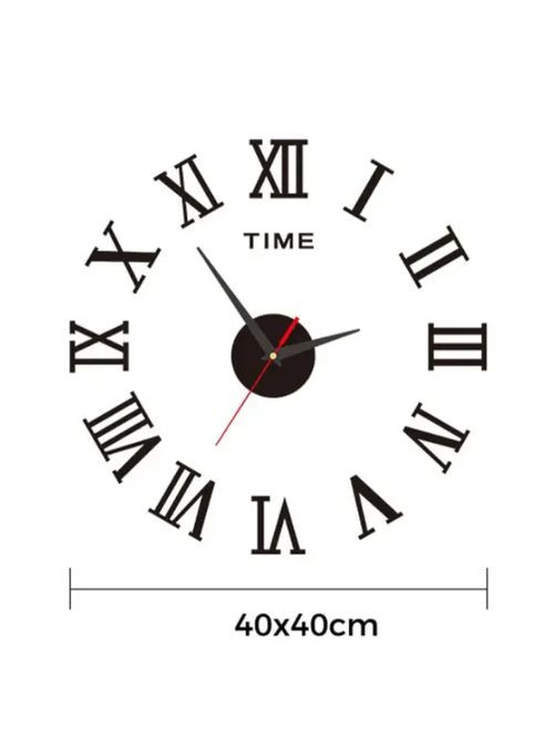 Часы настенные 3D, черные. 40 см. Римские цифры No Brand (292732506)