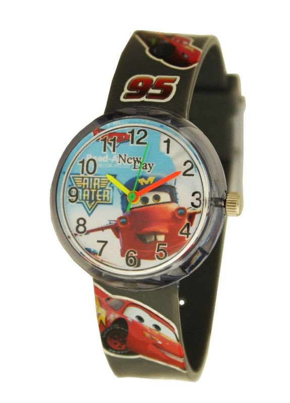 Часы детские наручные для мальчика Тачки серый и серебристый NEWDAY (362414037)