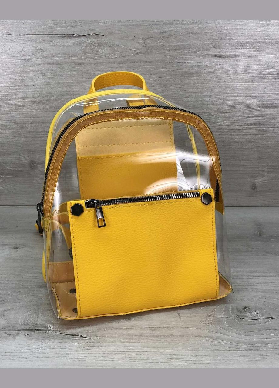 Жіночий силіконовий рюкзак прозорий з жовтою кишенею «Боні» міський для дівчат WeLassie (298570919)