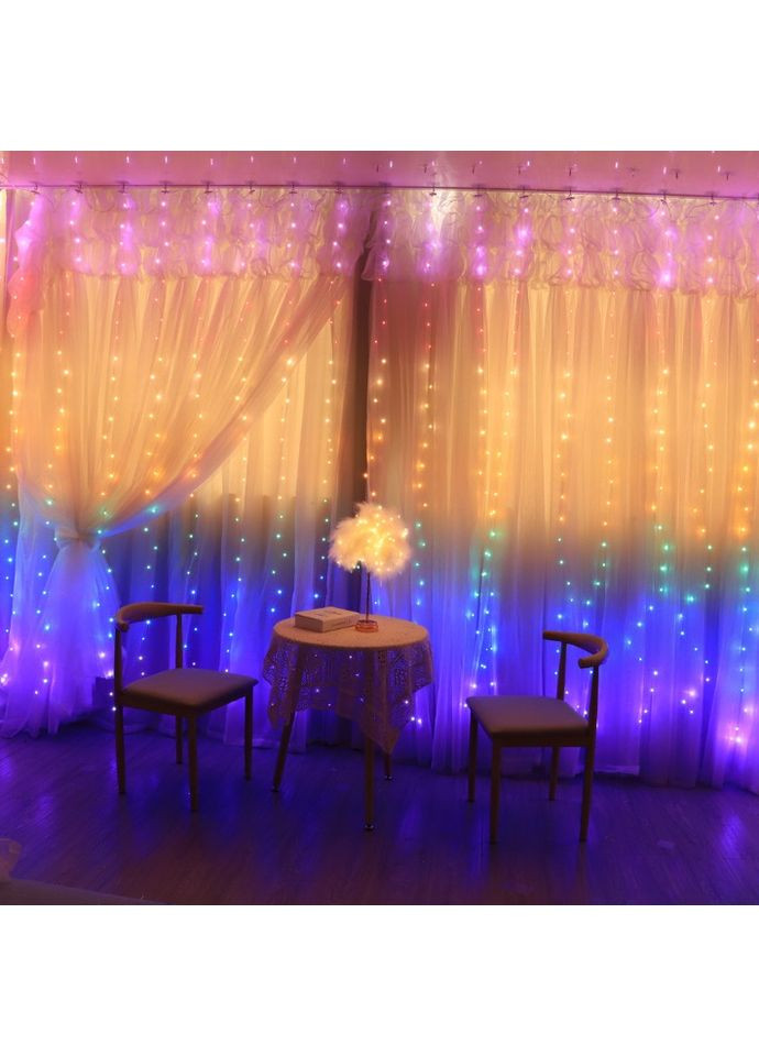 Гірлянда світлодіодна штора Роса з гачком USB пульт дистанційного керування 100 LED 14064 3х1 м мультиколор No Brand (361399874)