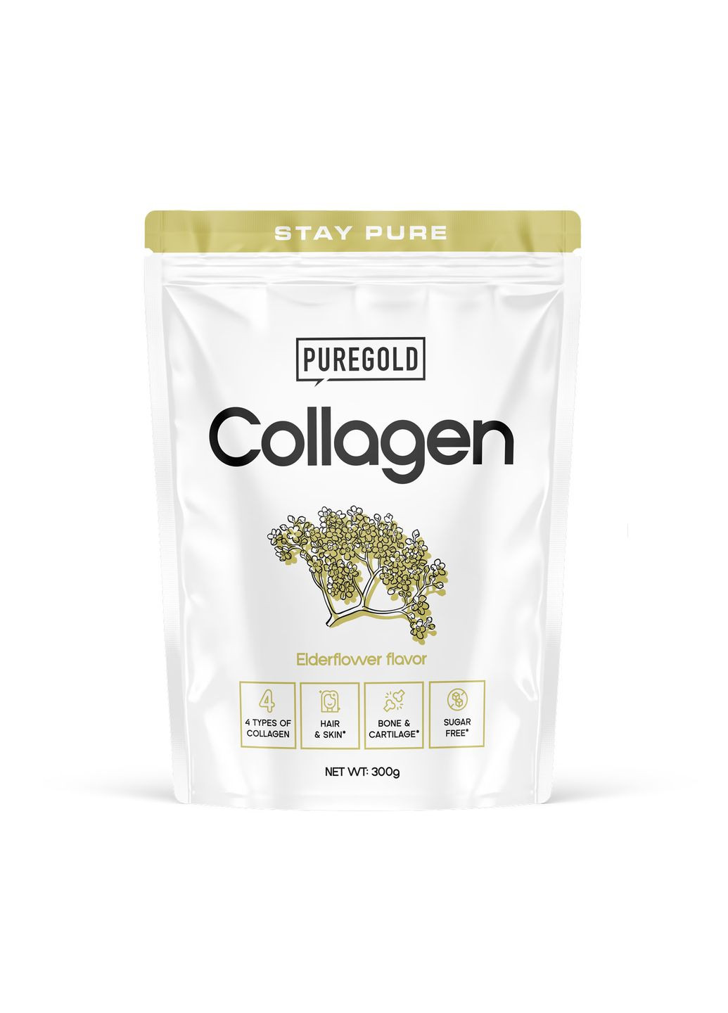 Коллаген для краси 300г Eldelflower з вітаміном С та цинком без цукру Pure Gold Protein (368499209)