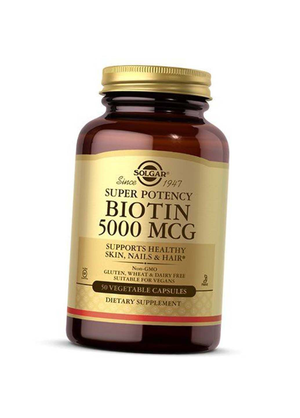 Биотин для волос кожи и ногтей Biotin 5000 50вегкапс Solgar (292710420)