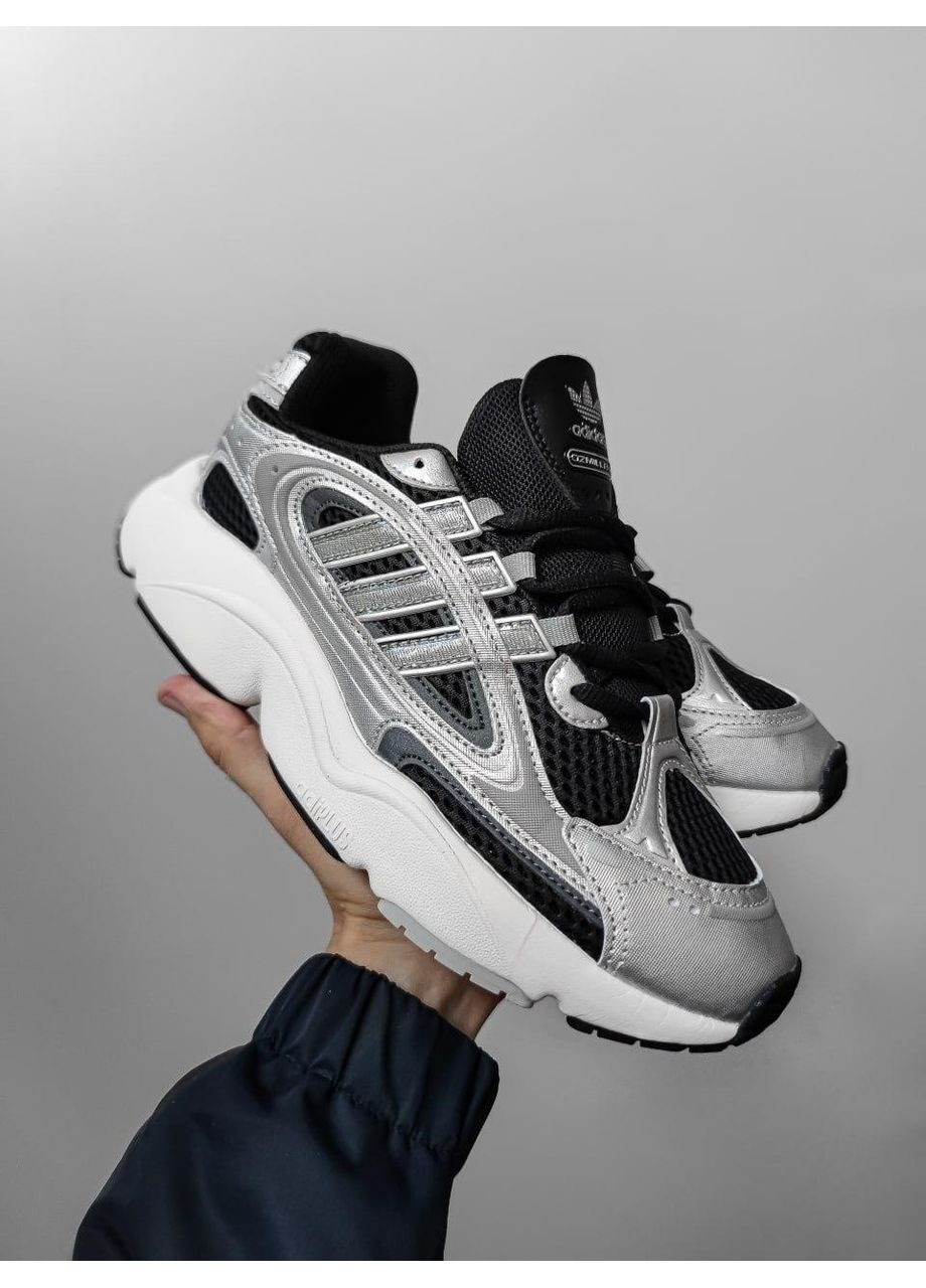 КРОССОВКИ ЖЕНСКИЕ ADIDAS OZMILLEN SILVER / BLACK АДИДАС ОЗМИЛЛЕН No Brand чёрные демисезоны (368867983)