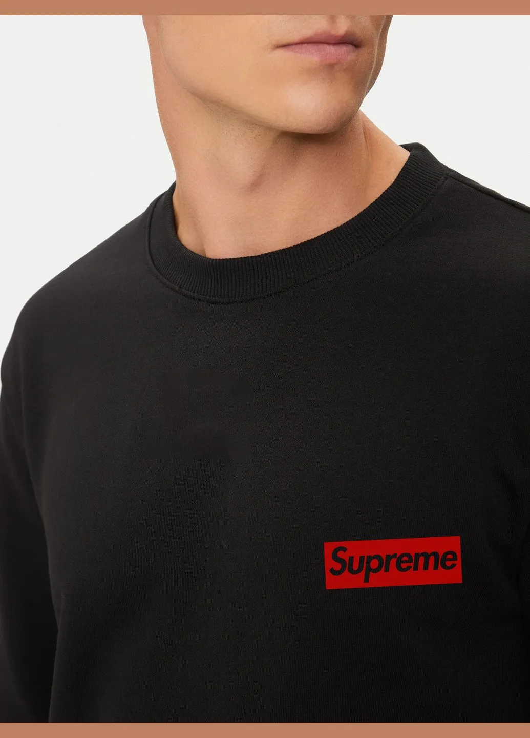 Черный мужской свитшот на флисе supreme (382653712)