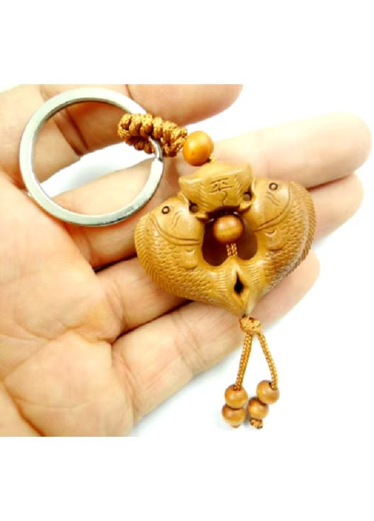 Брелок для ключів талісман підвіска зі знаком зодіак з червоного дерева у вигляді знака зодіак Риба No Brand (305776579)