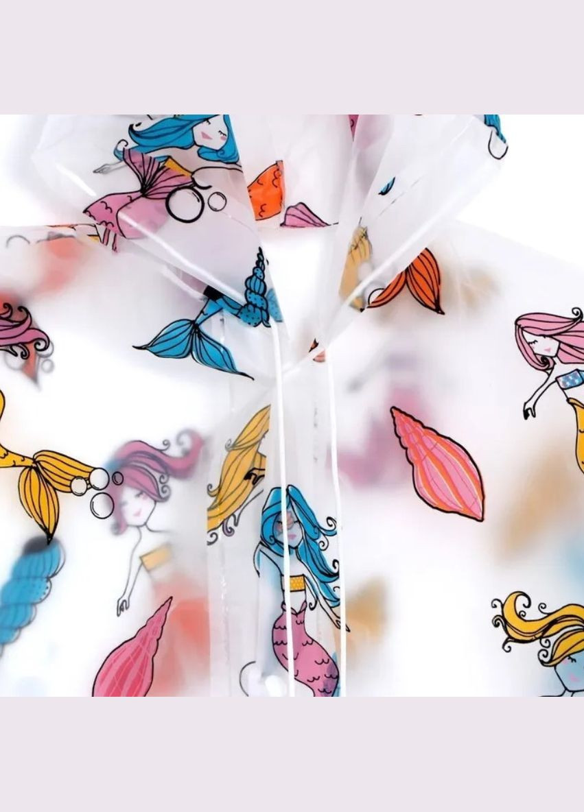 Детский многоразовый дождевик плащ на кнопках с капюшоном Русалочки Eva (302364208)