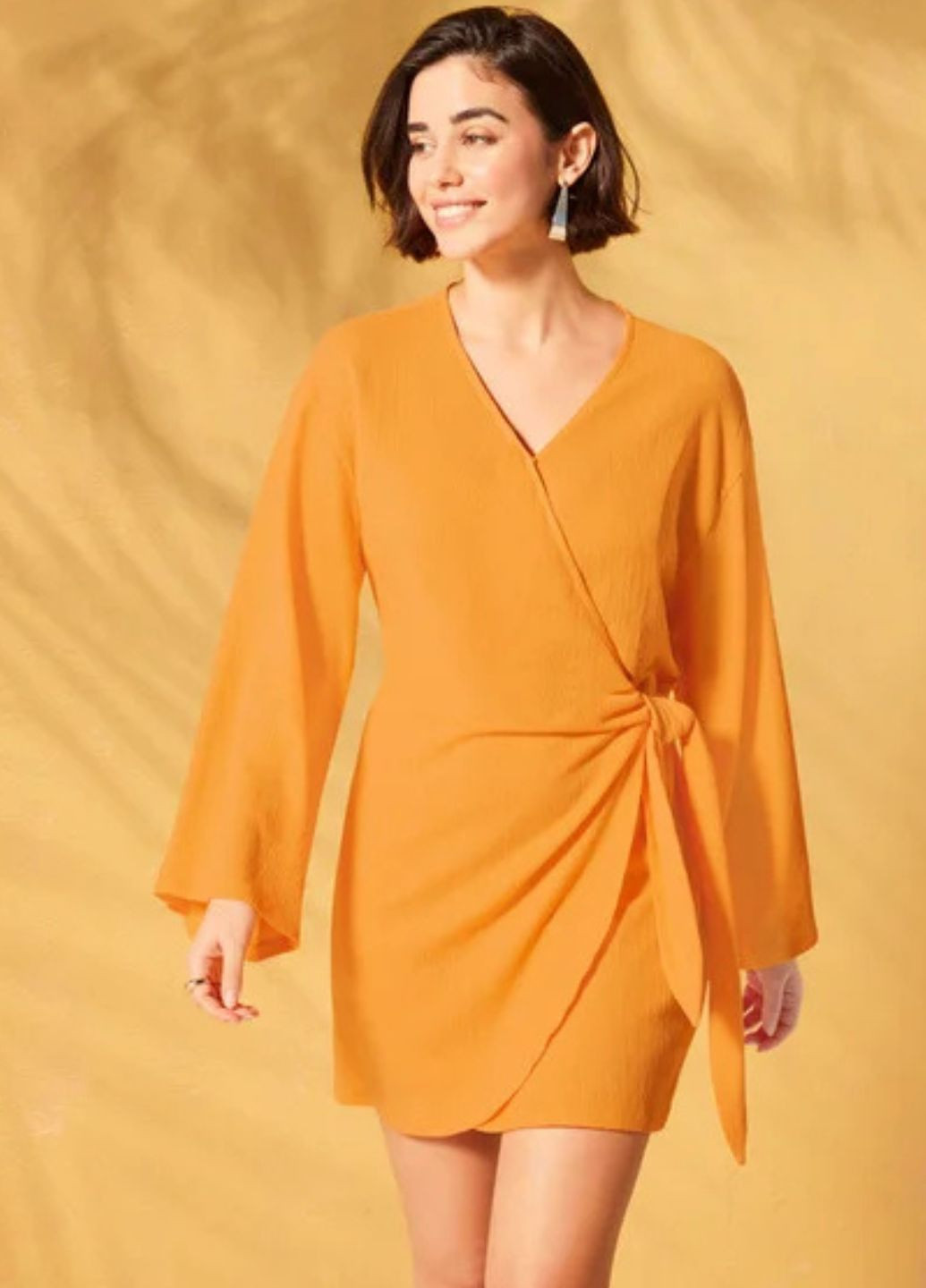 Помаранчева повсякденний, кежуал сукня-кімоно на запах на запах Esmara однотонна
