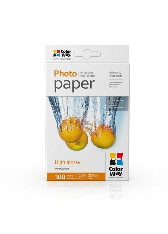 Фотопапір глянцевий 230г/м2 10х15см 100 арк. (PG2301004R) Colorway (370619298)